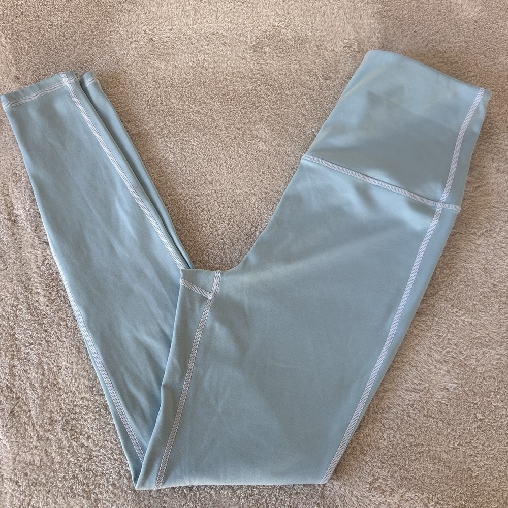 Frankies Bikinis Active Leggings Women Medium Pull On Baby Blue Yoga Athleisure